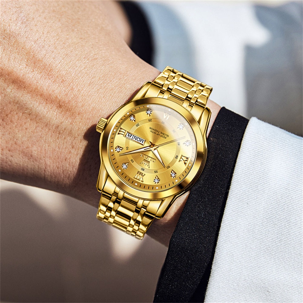 OLEVS 5513 Mens Watch Diamond Stainless Steel Waterproof Watches for Men