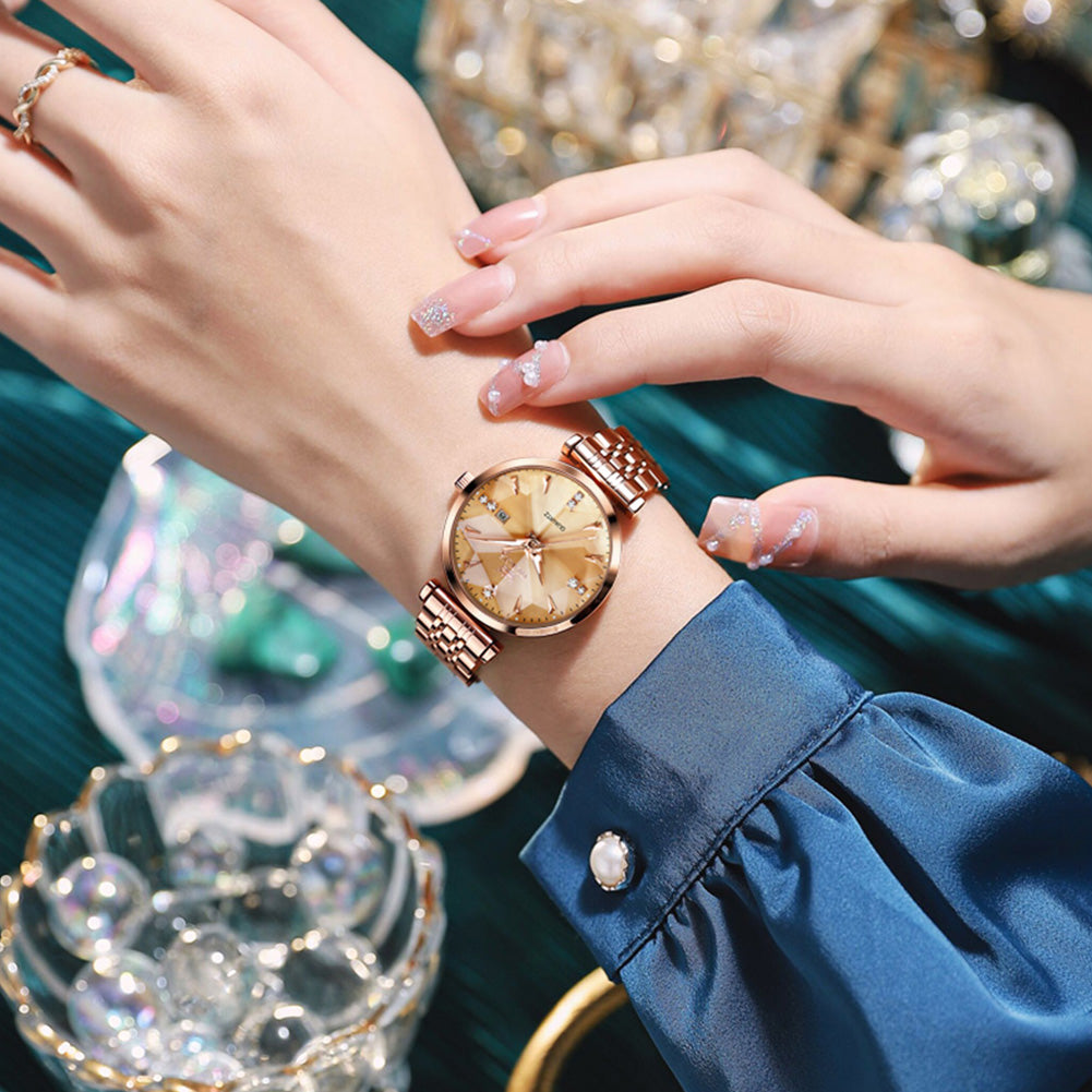 OLEVS 5536 Watch for Women Set Fashion Ladys Wrist Watch Minimalist with Rose Gold Bracelet Waterproof Wrist Watches