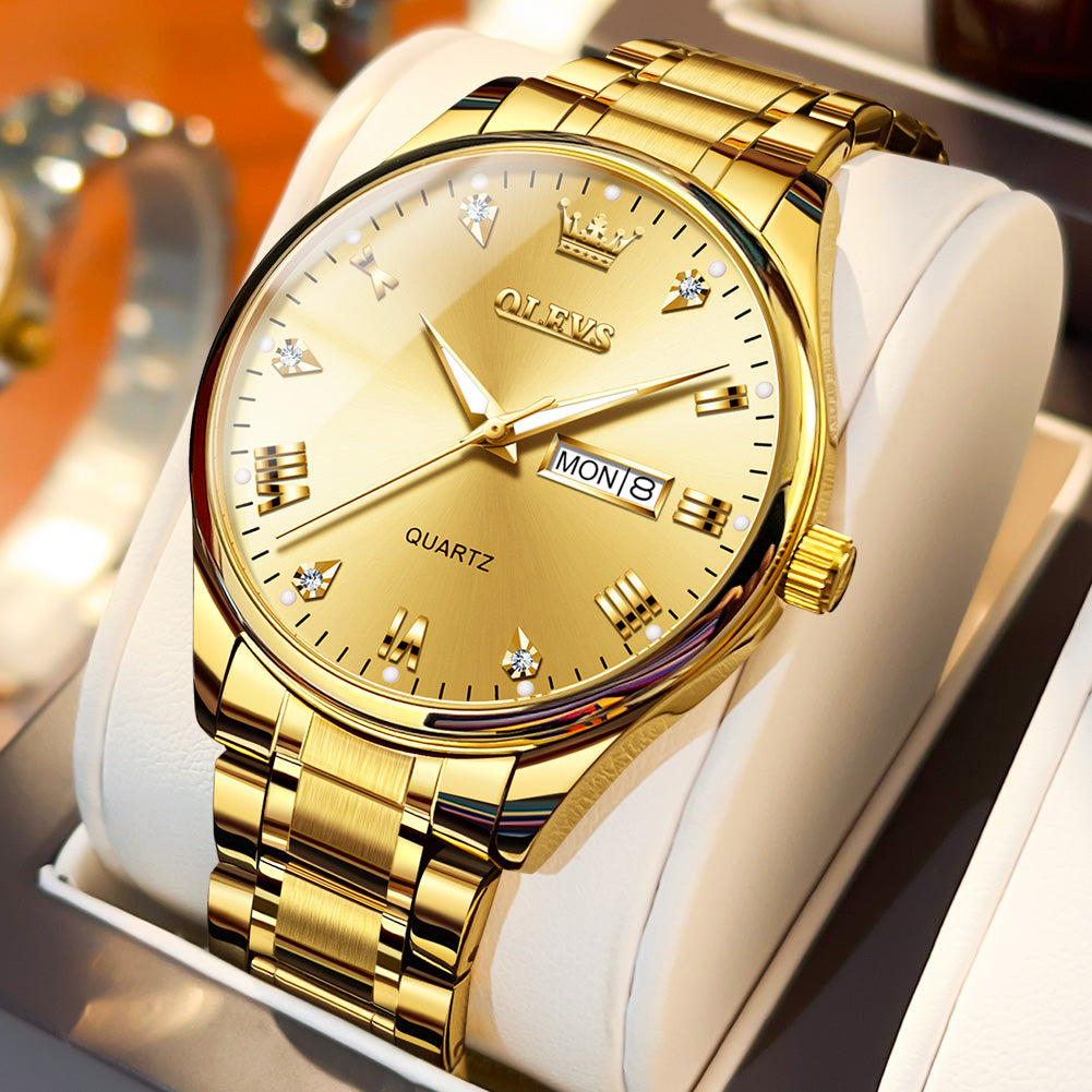 OLEVS 5563 Watches for Men Business Dress Analog Quartz Luxury Black Stainless Steel Waterproof Luminous Classic with Date Mens Wrist Watches Reloj para Hombre