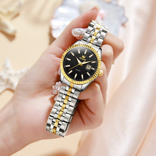 OLEVS 5593 Women's Quartz Watch, Elegant Design with Sub-Dial, Calendar Display, Perfect for Dates and Multiple Occasions