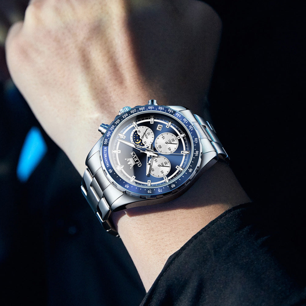 OLEVS 2945 Watches For Men Business Dress Luxury Casual Analog Quartz Stainless Steel Waterproof Luminous Date Men Wrist Watches Reloj Para Hombre Black Dial