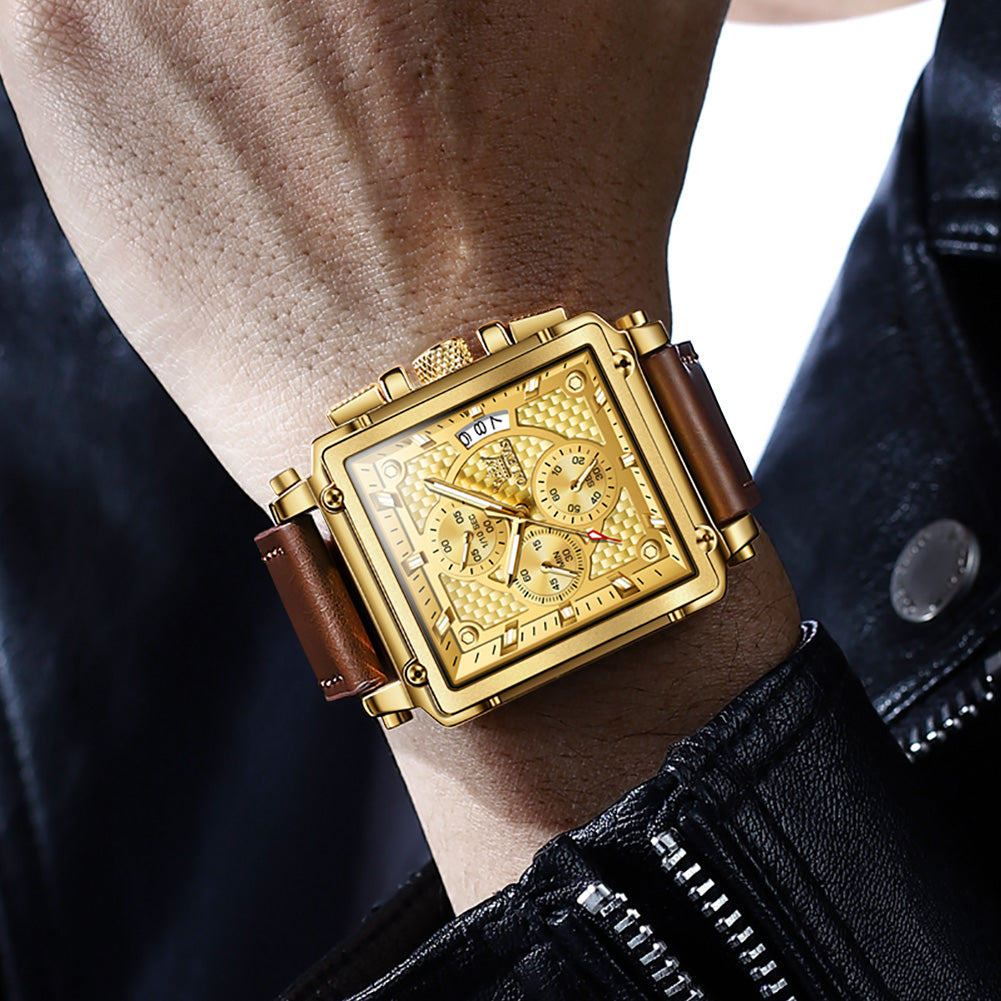 OLEVS 9925 Watches for Men Chronograph Fashion Dress Watch Waterproof Luminous Casual Square Wrist Watches