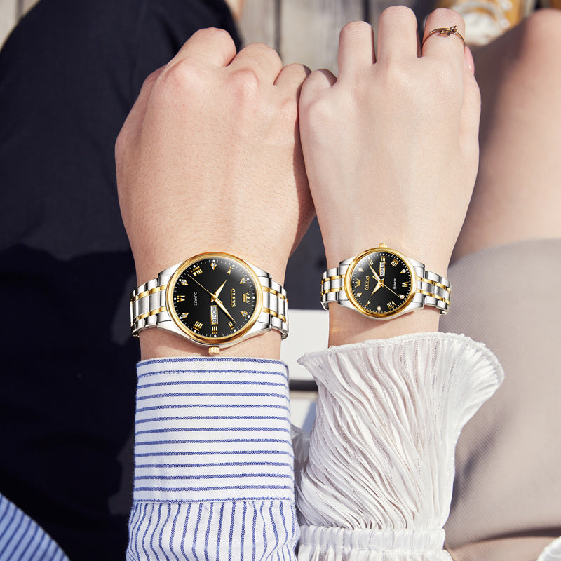 OLEVS 5563Couple Watch Valentines Couple Matching Watches His and Her Couple Set Wrist Watch Men and Women Lovers Wedding Waterproof Romantic Gifts Set of 2