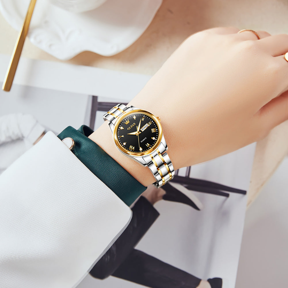 OLEVS 5563 Watch for Women Diamond Fashion Elegant Dress Ladies Watch Two Tone Wrist Watches Waterproof Luminous