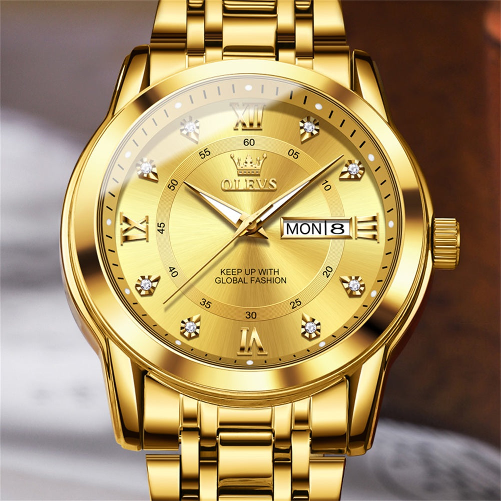OLEVS 5513 Mens Watch Diamond Stainless Steel Waterproof Watches for Men