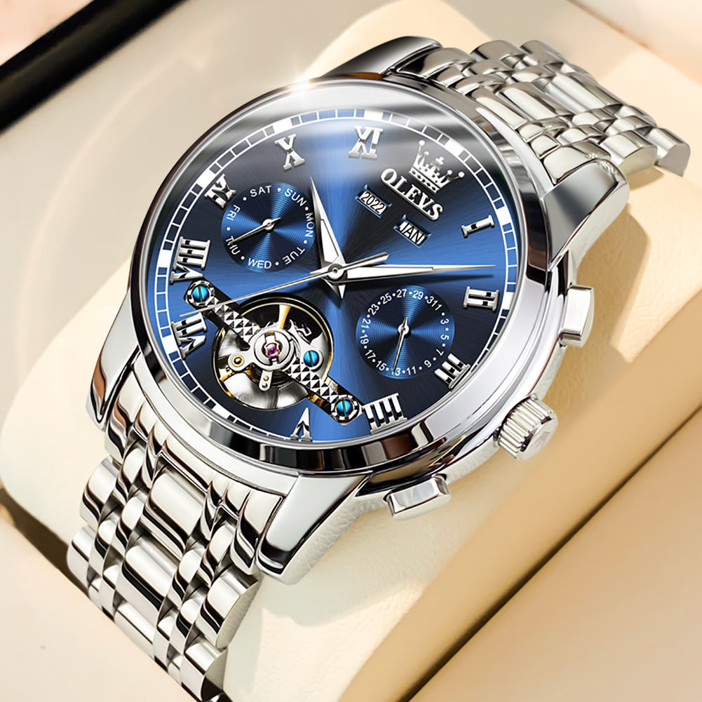 OLEVS 6607 Automatic Watch for Men Self Winding Mechanical Luxury Calendar Waterproof Luminous Wrist Watches