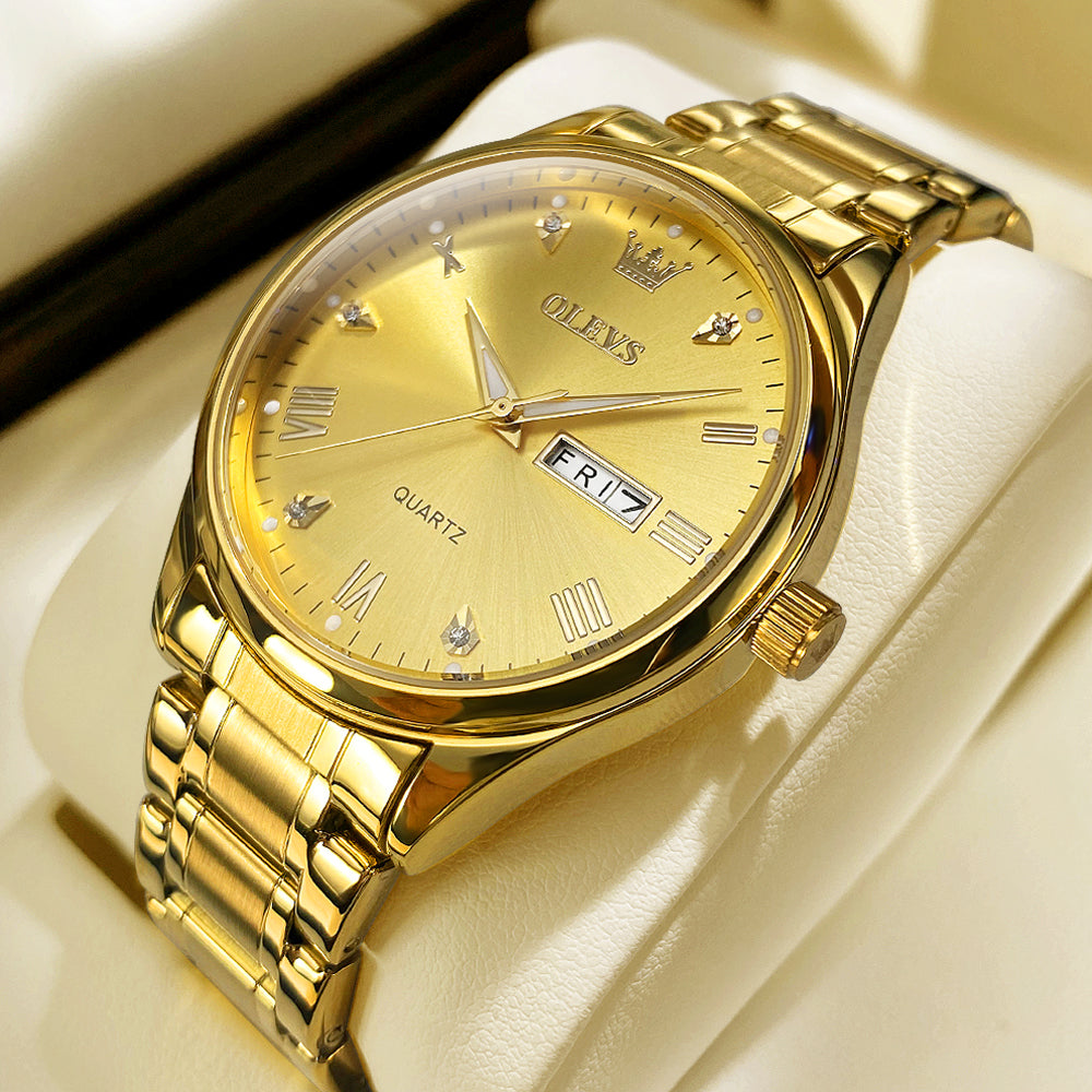 OLEVS 5563 Watches for Men Business Dress Analog Quartz Luxury Black Stainless Steel Waterproof Luminous Classic with Date Mens Wrist Watches Reloj para Hombre