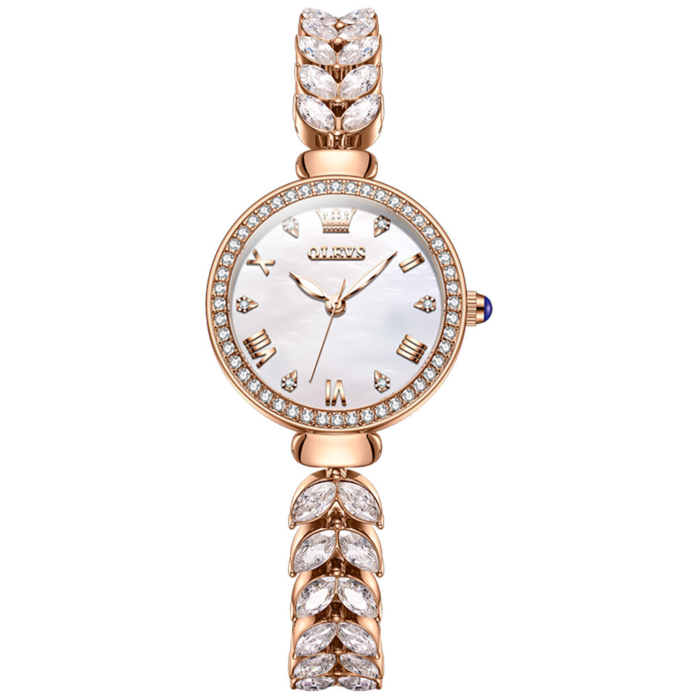 OLEVS 9971 Mermaid Full Diamond Quartz Women's Watch: Waterproof, Luminous, Fully Diamond-Set, Mermaid-Themed Design.