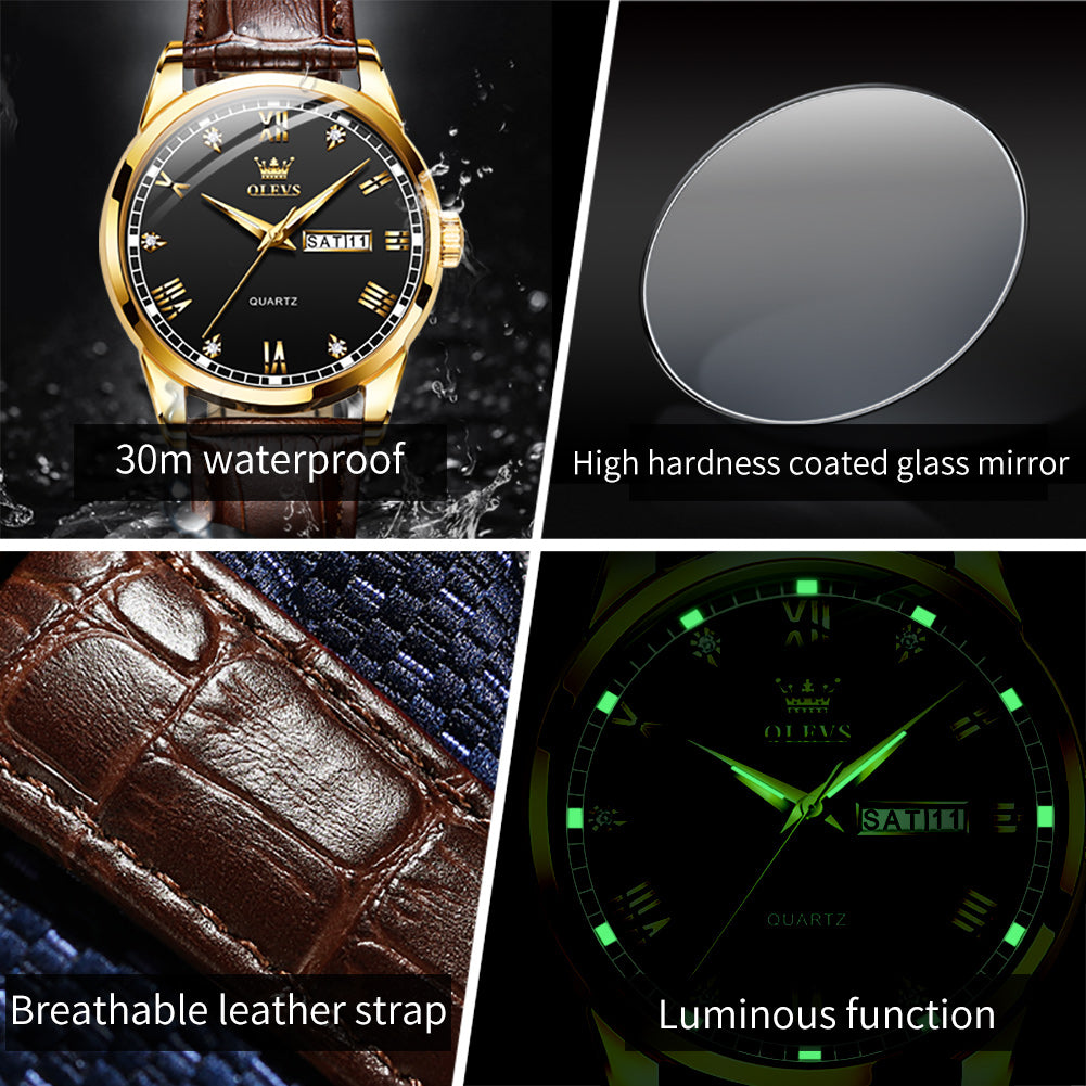OLEVS 6896 Elegant Men's Watch: Classic Design, High Quality, Waterproof, Luminous
