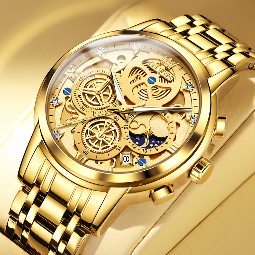 OLEVS 9947 Mens Watch Chronograph Luxury Diamond Dress Wrist Watches Waterproof Luminous