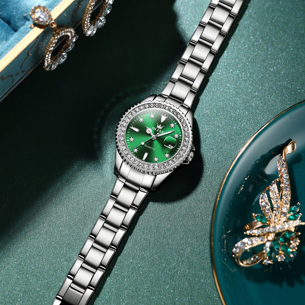 OLEVS 9945 Womens Watches Diamond Luxury Dress Gold Wrist Watch Waterproof Luminous