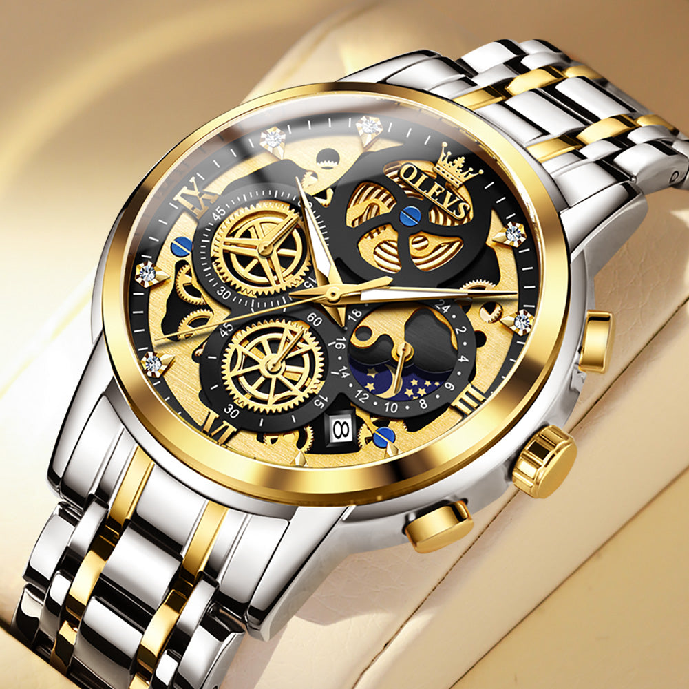 OLEVS 9947 Mens Watch Chronograph Luxury Diamond Dress Wrist Watches Waterproof Luminous