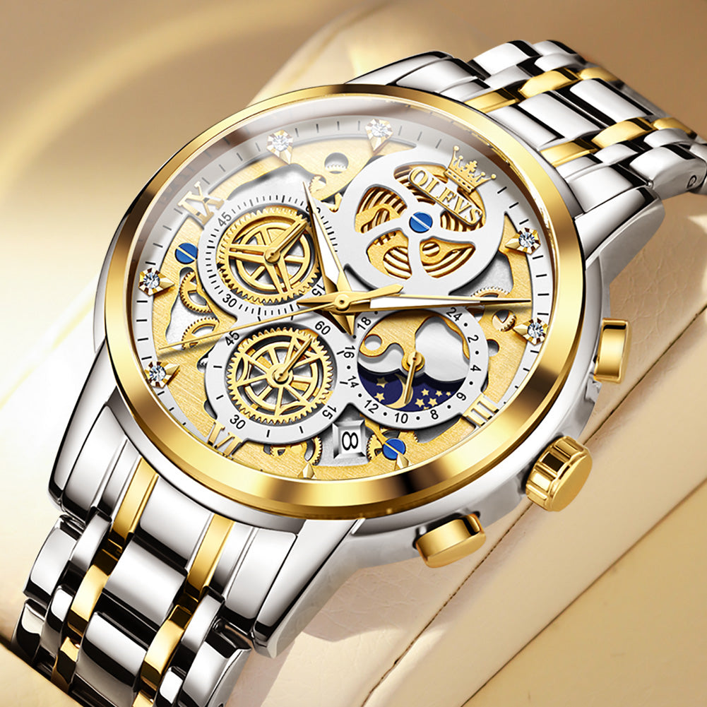 OLEVS 9947 Mens Watch Chronograph Luxury Diamond Dress Wrist Watches Waterproof Luminous