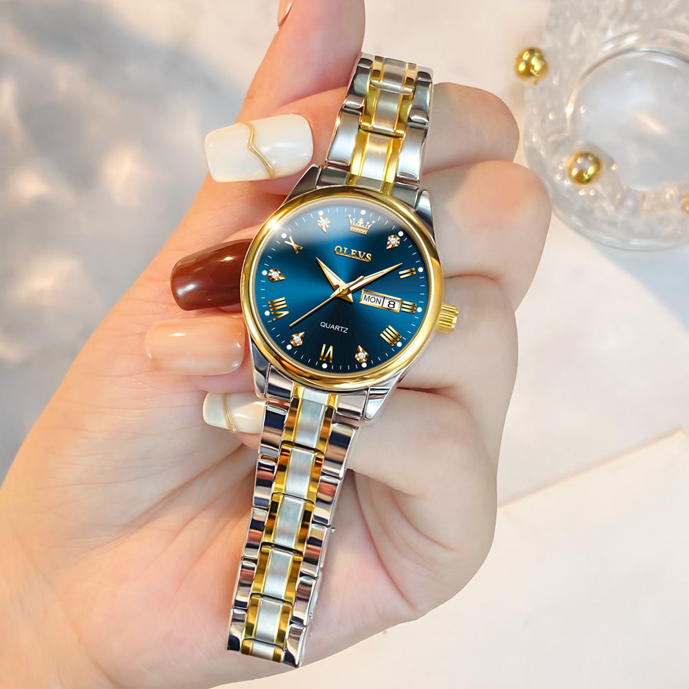 OLEVS 5563 Watch for Women Diamond Fashion Elegant Dress Ladies Watch Two Tone Wrist Watches Waterproof Luminous