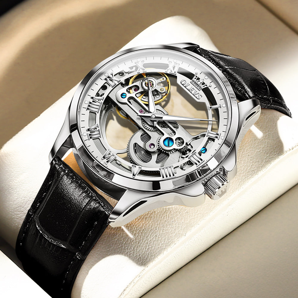 OLEVS 6661 Skeleton Watches for Men Automatic Self Winding Mechanical Luxury Dress Waterproof Luminous Men Wrist Watch