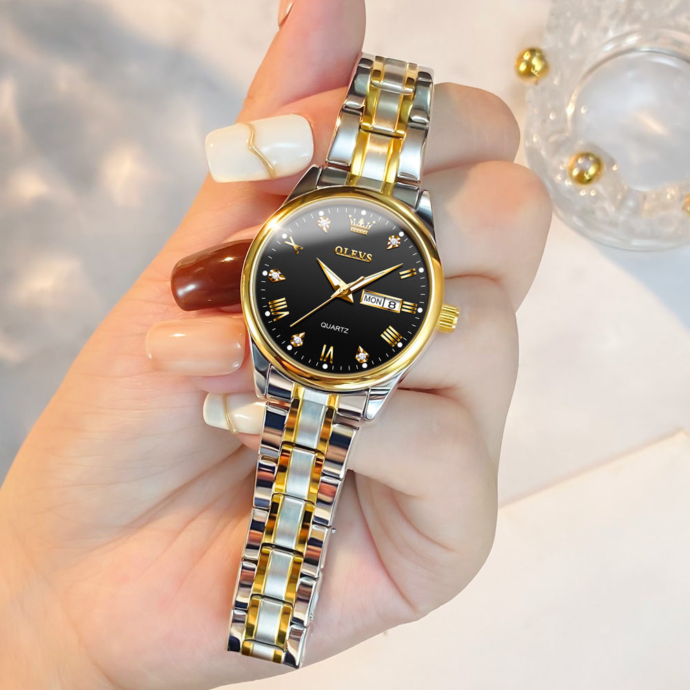 OLEVS 5563 Watch for Women Diamond Fashion Elegant Dress Ladies Watch Two Tone Wrist Watches Waterproof Luminous