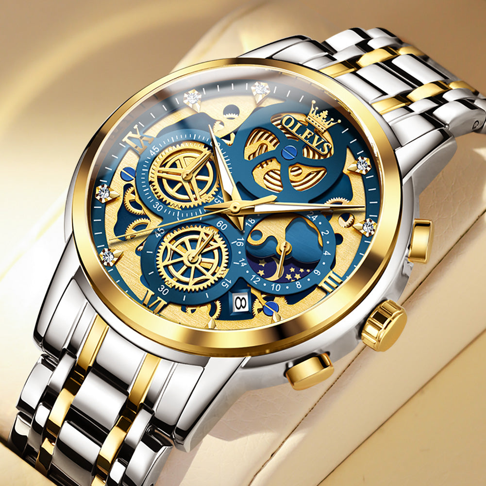 OLEVS 9947 Mens Watch Chronograph Luxury Diamond Dress Wrist Watches Waterproof Luminous