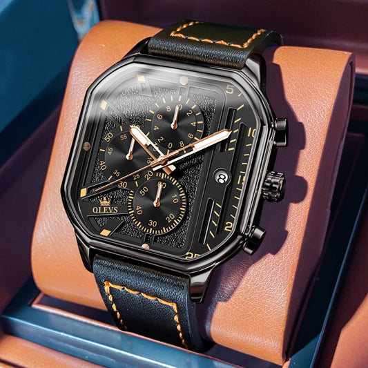OLEVS 9950 Square Watches for Men Chronograph Dress Watch Sports Fashion Waterproof Luminous Casual Wrist Watches