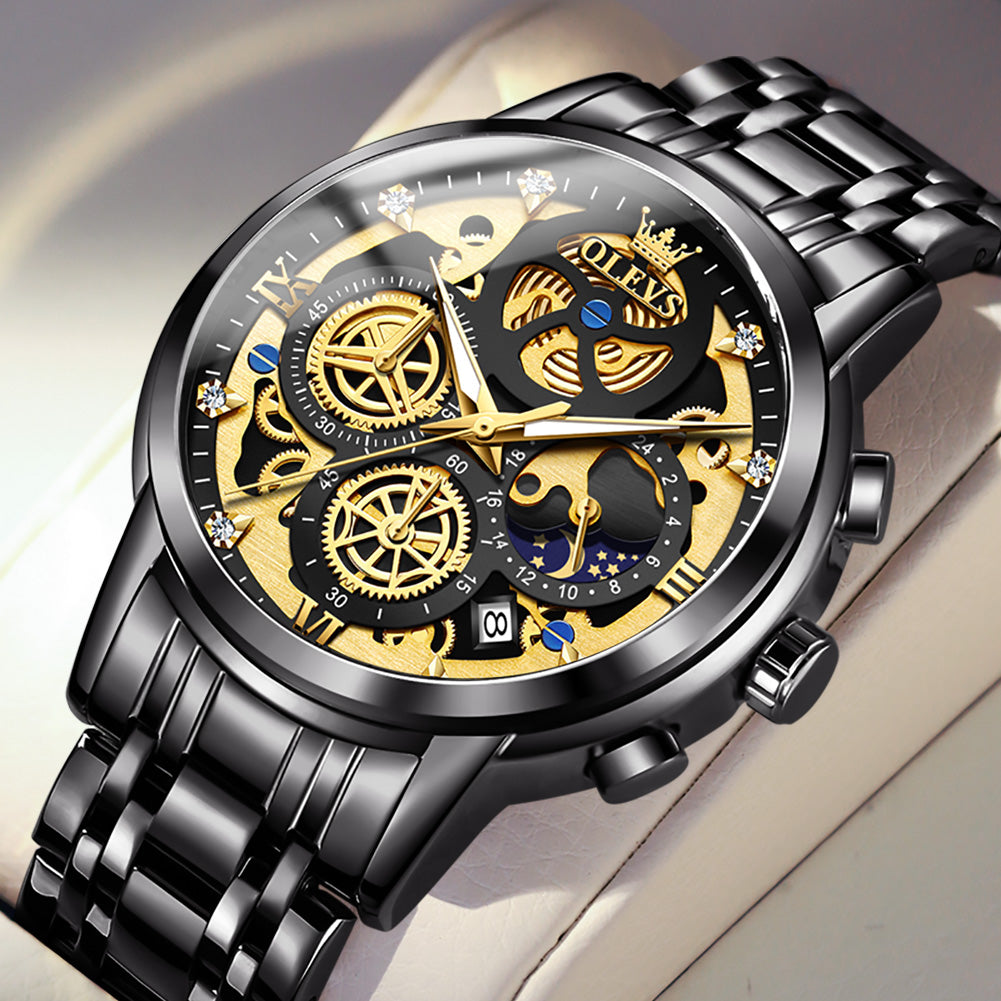 OLEVS 9947 Mens Watch Chronograph Luxury Diamond Dress Wrist Watches Waterproof Luminous