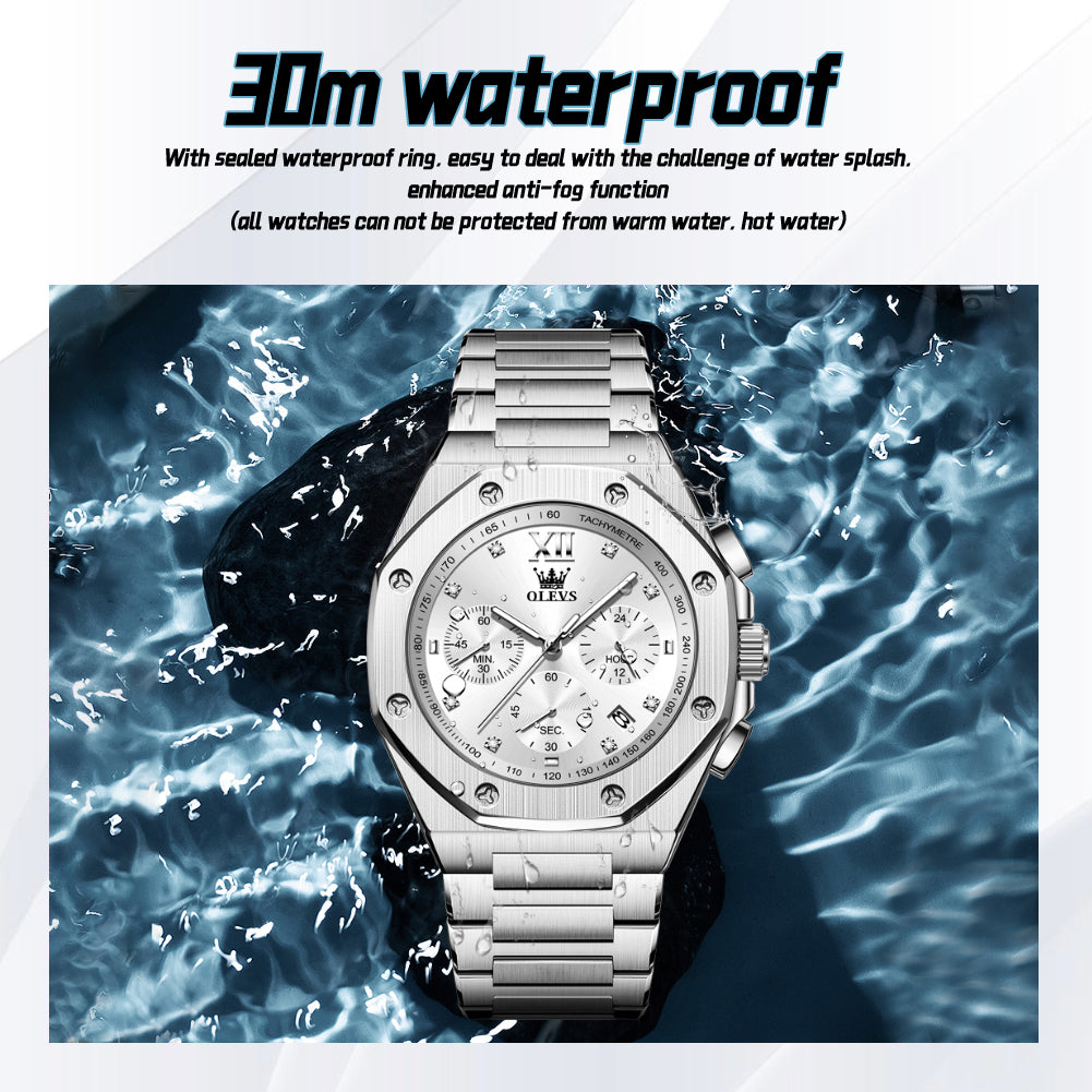 OLEVS 3626 Watches for Men Business Dress Analog Quartz Chronograph Gold Plated Stainless Steel Waterproof Luminous Date Classic Mens Wrist Watches Reloj Para Hombre