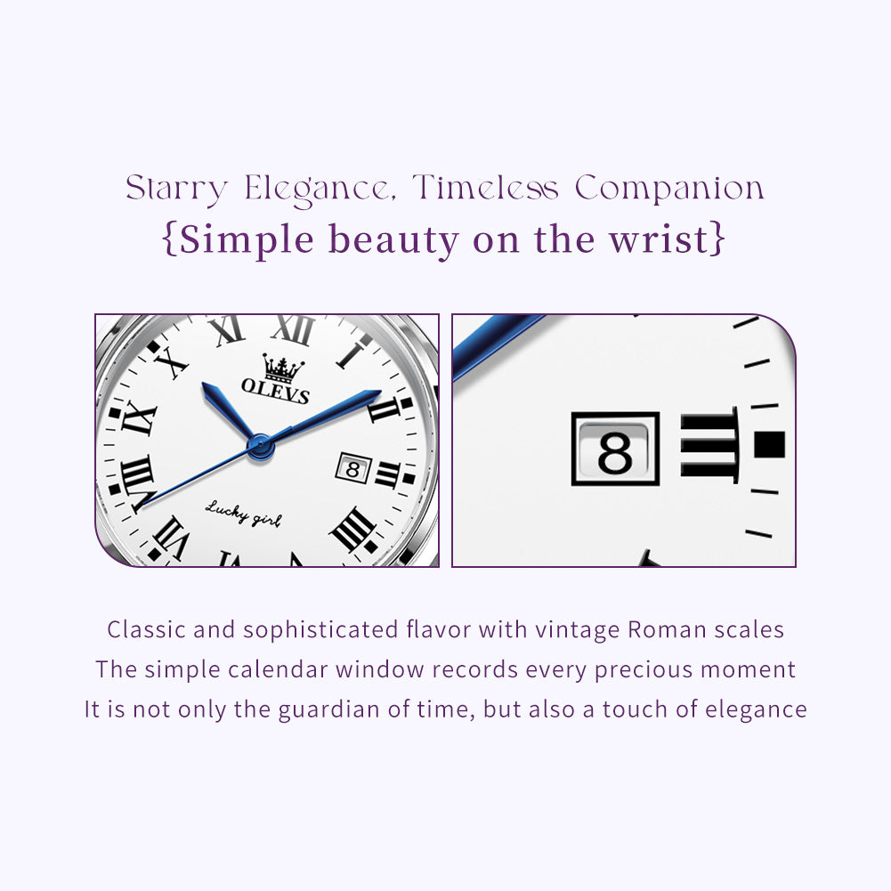 OLEVS 5575 Watches for Womens Analog Quartz Silver Strap Fashions Classic Dress Stainless Steel Date Waterproof Casual Ladies Watches Gift Womens Wrist Watches Reloj Para Mujer White/Pink/Purple