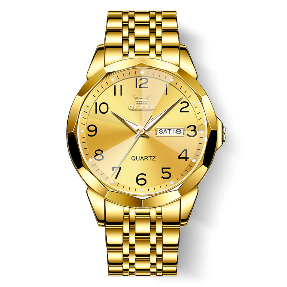 OLEVS 9970 Watches for men  Business Dress Luxury Casual Analog Quartz Stainless Steel Waterproof Luminous Date Men Wrist Watches reloj para hombre  Blue Dial