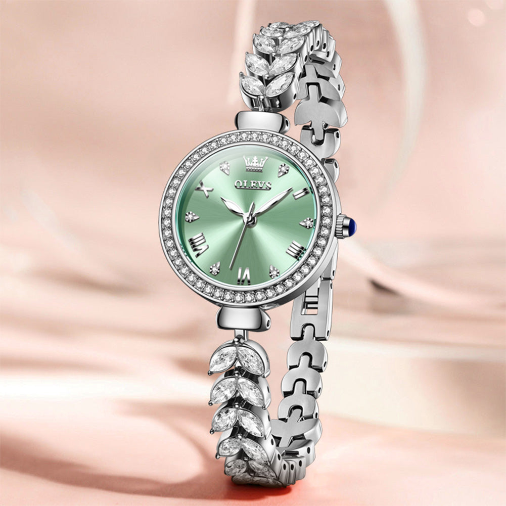 OLEVS 9971 Mermaid Full Diamond Quartz Women's Watch: Waterproof, Luminous, Fully Diamond-Set, Mermaid-Themed Design.