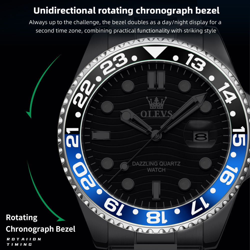 OLEVS  3610 Mens Watches, Silver Dress Gold Classic Luxury Big Large Face Waterproof Watches for Men, Analog Two Tone Stainless Steel Men Wrist Watch