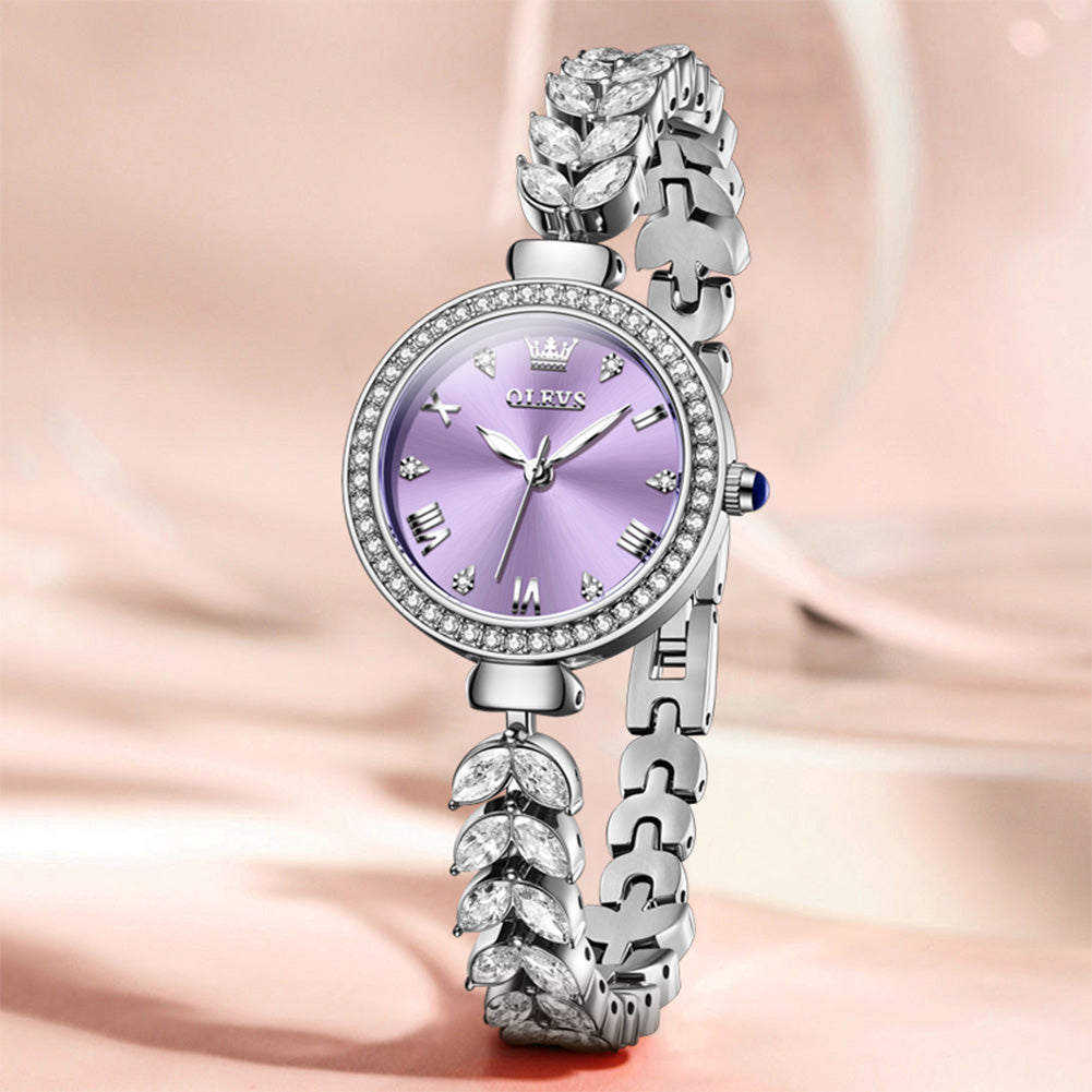 OLEVS 9971 Mermaid Full Diamond Quartz Women's Watch: Waterproof, Luminous, Fully Diamond-Set, Mermaid-Themed Design.
