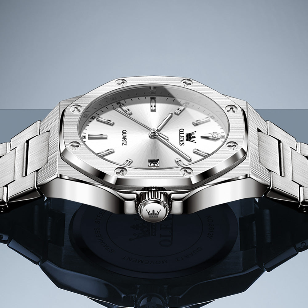 OLEVS 3613 Men's Watch with Gold Bracelet, Business Style, Gift-Ready, 3ATM Waterproof