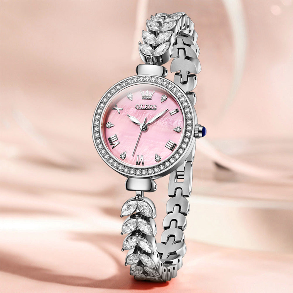 OLEVS 9971 Mermaid Full Diamond Quartz Women's Watch: Waterproof, Luminous, Fully Diamond-Set, Mermaid-Themed Design.