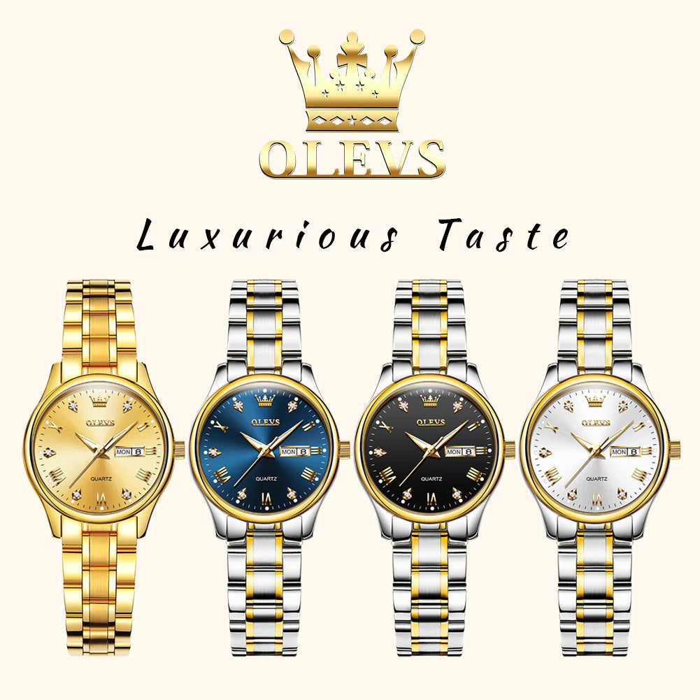 OLEVS 5563 Watch for Women Diamond Fashion Elegant Dress Ladies Watch Two Tone Wrist Watches Waterproof Luminous
