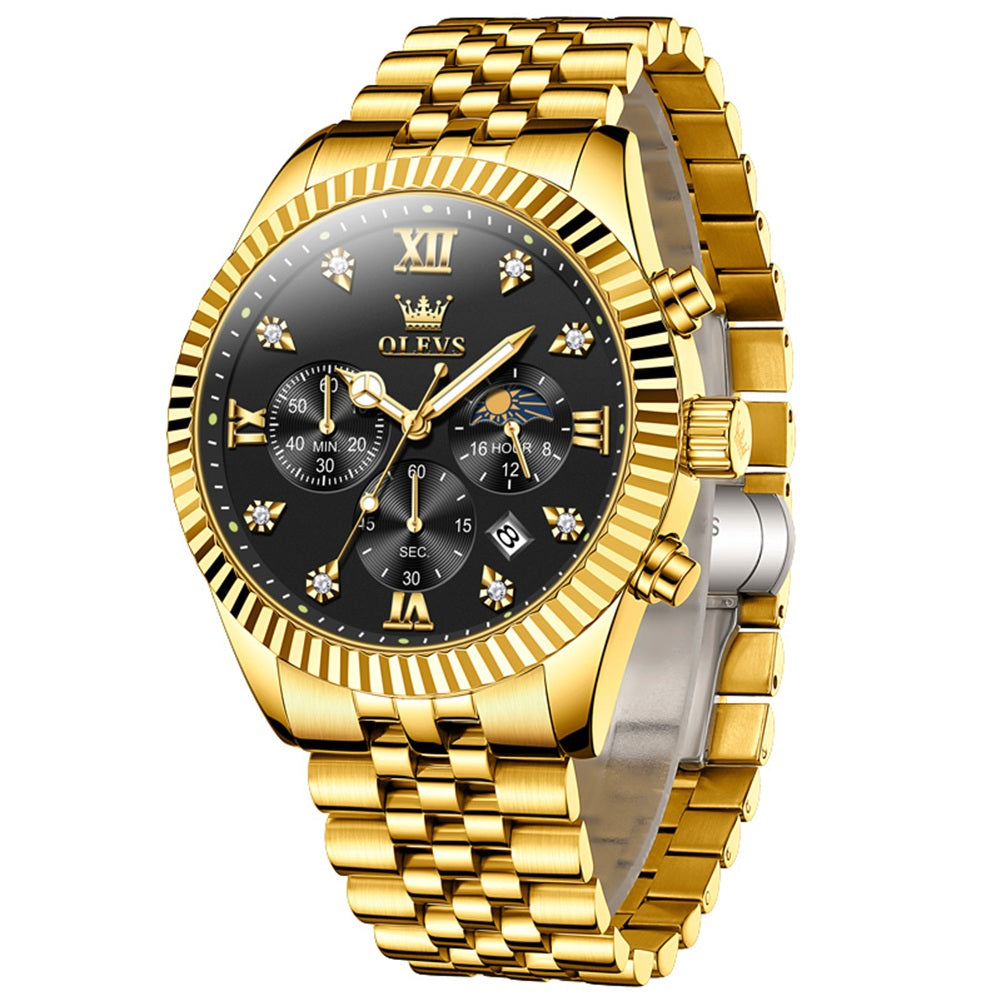 OLEVS 2932 Men's Watch with Gold Bracelet, Business Style, Gift-Ready, 3ATM Waterproof