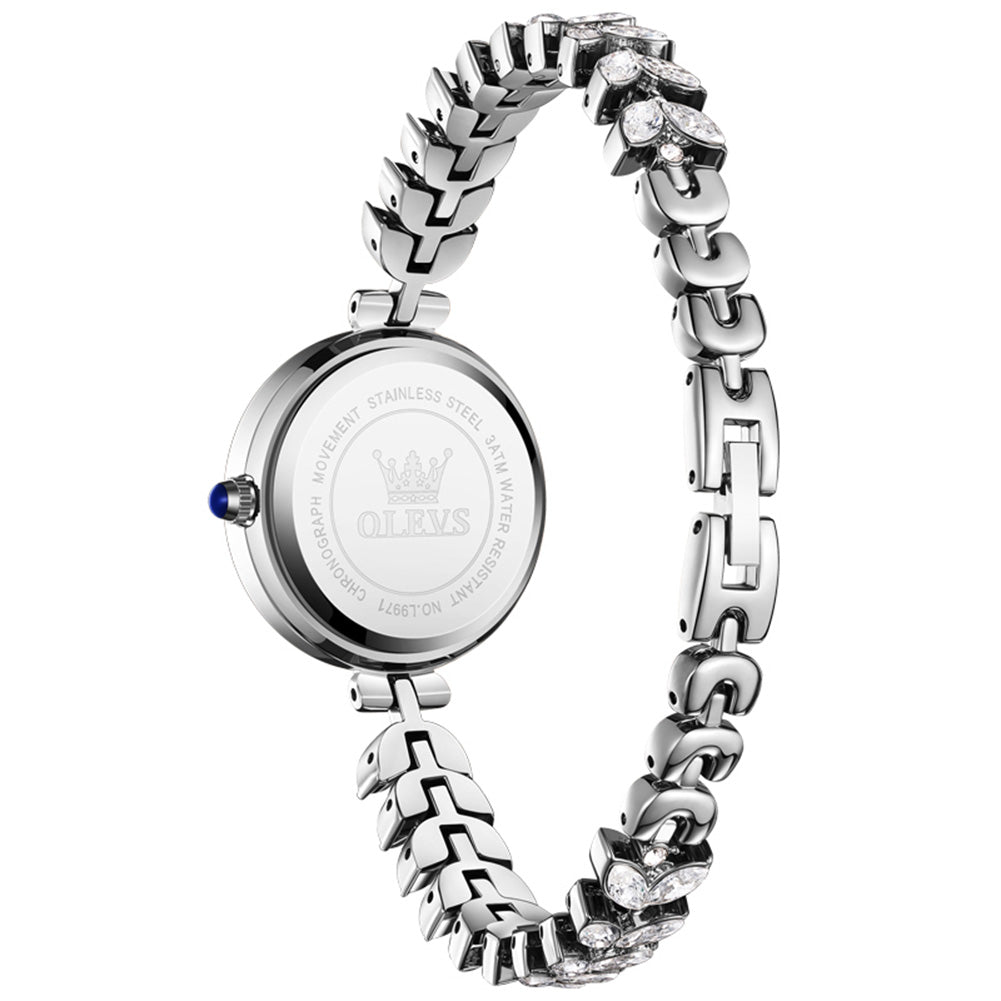 OLEVS 9971 Mermaid Full Diamond Quartz Women's Watch: Waterproof, Luminous, Fully Diamond-Set, Mermaid-Themed Design.