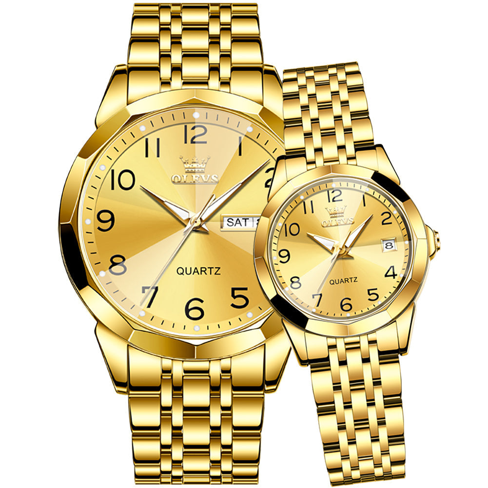 OLEVS 9970Couple Watch Valentines Couple Matching Watches His and Her Couple Set Wrist Watch Men and Women Lovers Wedding Waterproof Romantic Gifts Set of 2