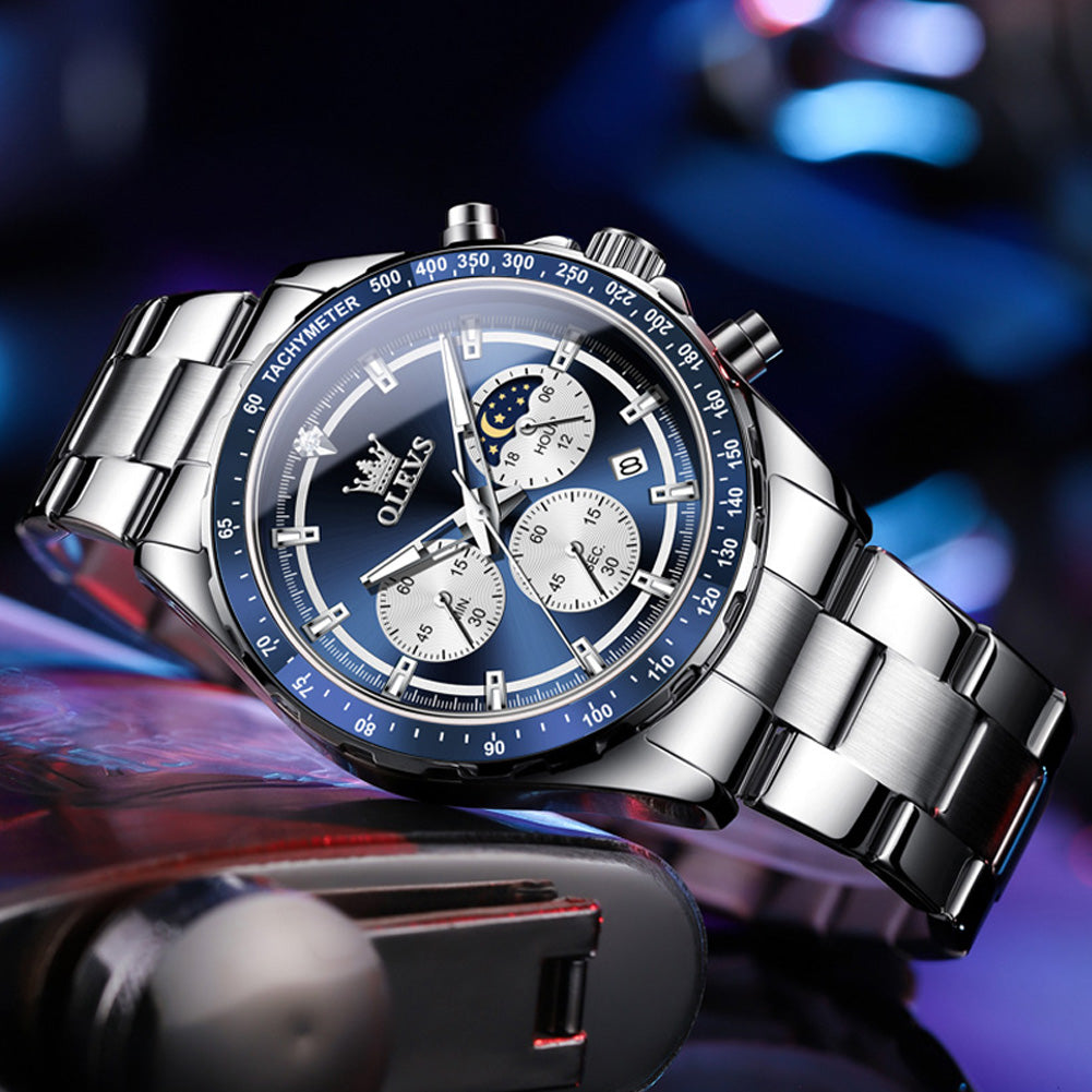 OLEVS 2945 Watches For Men Business Dress Luxury Casual Analog Quartz Stainless Steel Waterproof Luminous Date Men Wrist Watches Reloj Para Hombre Black Dial