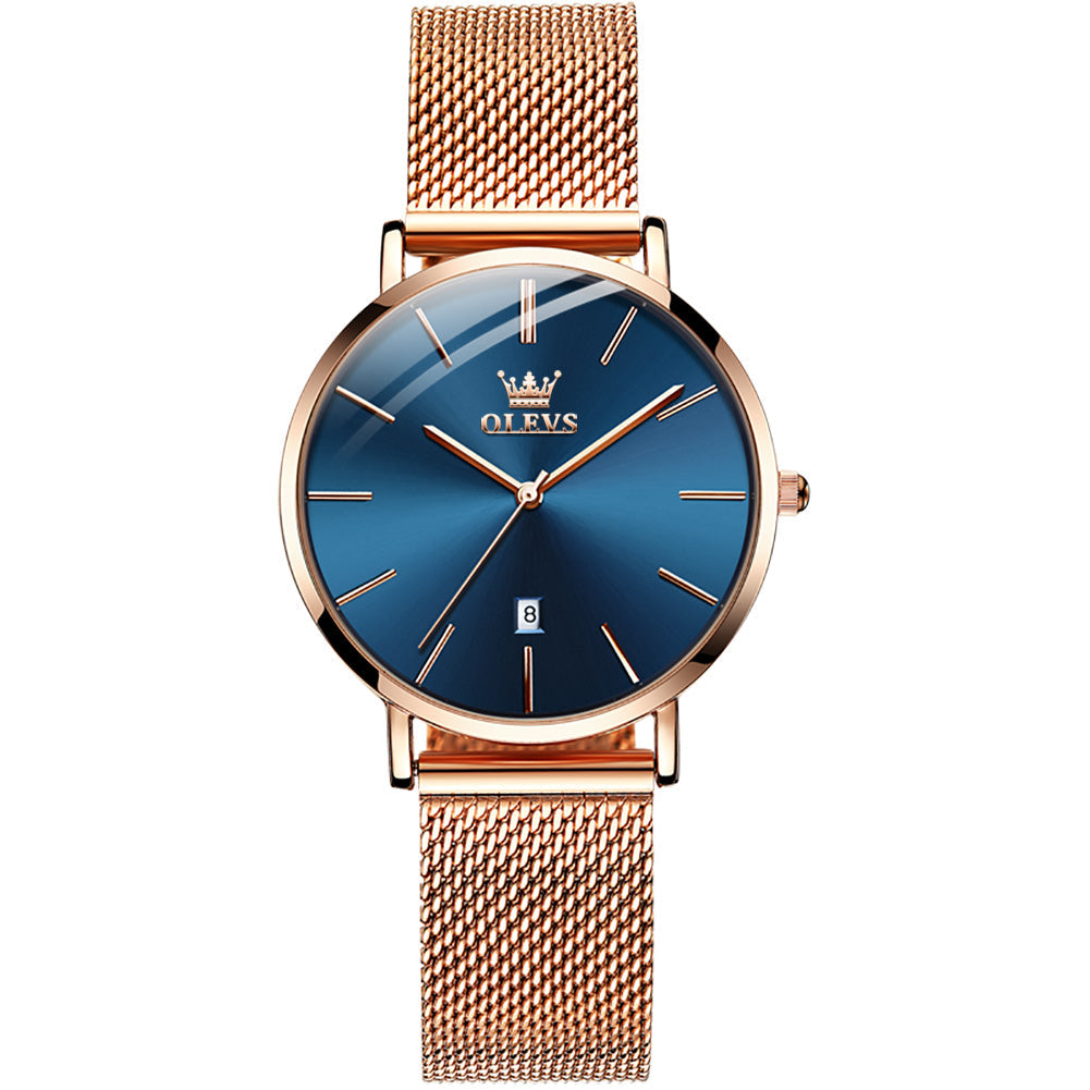 OLEVS 5869 Watch for Women Set Fashion Ladys Wrist Watch Minimalist with Rose Gold Bracelet Analog Quartz Date Waterproof Wrist Watches