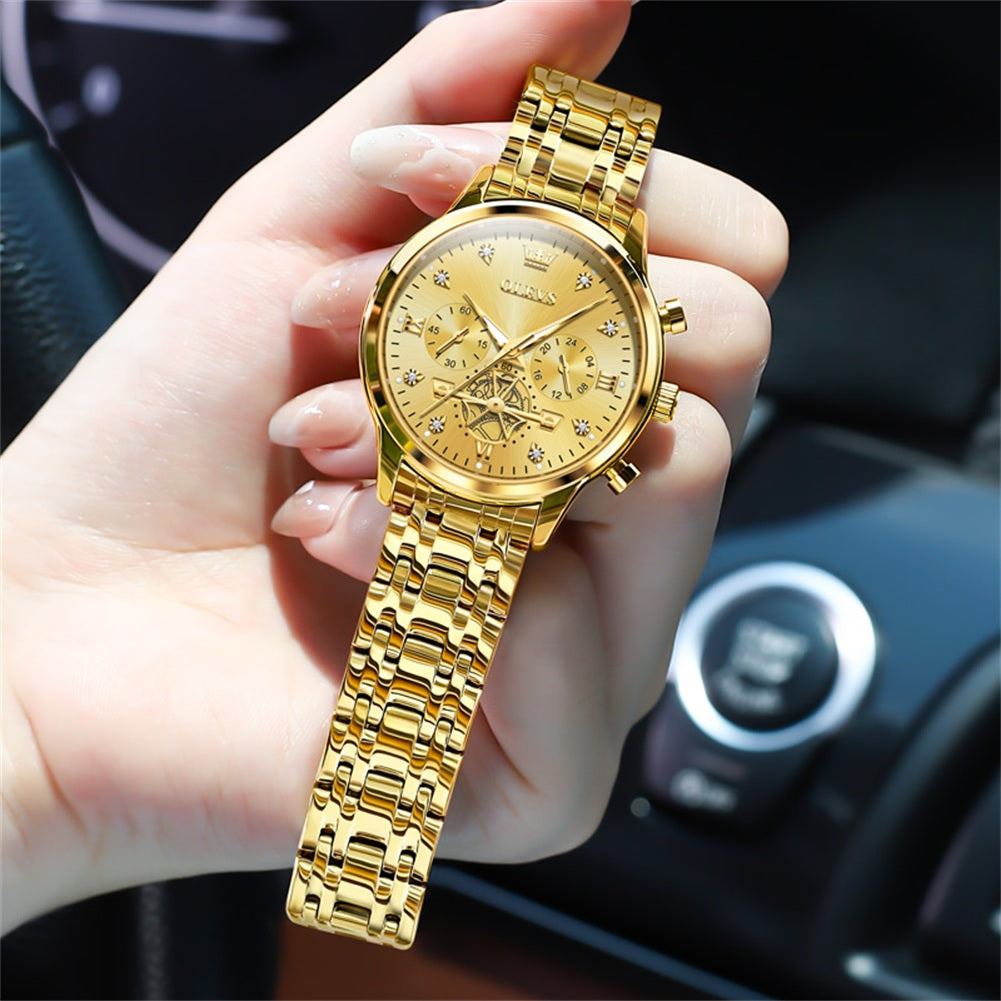 OLEVS 2897 Watches for Womens Business Luxury Casual Analog Quartz Diamond Stainless Steel Chronograph Waterproof Luminous ladies Watches Reloj Para Mujer Gold/White/Black/Blue