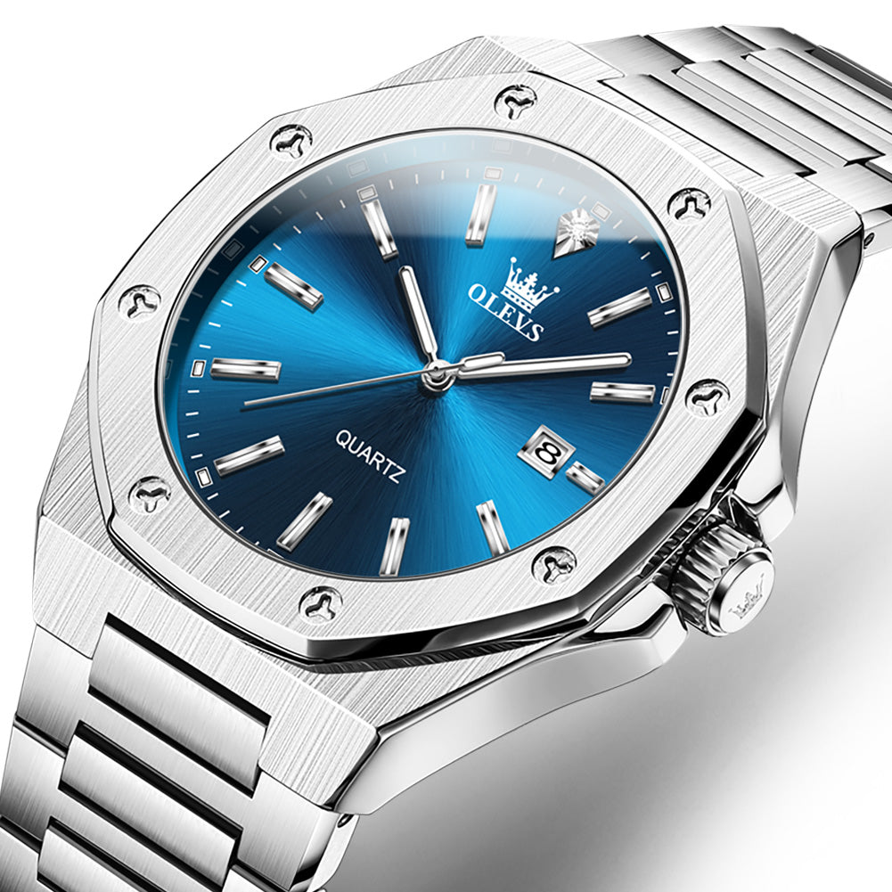 OLEVS 3613 Men's Watch with Gold Bracelet, Business Style, Gift-Ready, 3ATM Waterproof