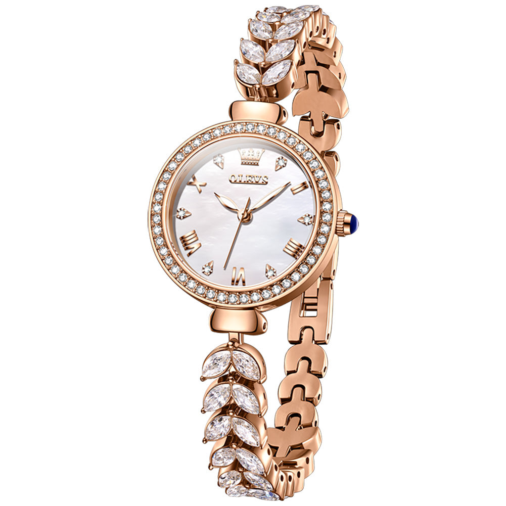 OLEVS 9971 Mermaid Full Diamond Quartz Women's Watch: Waterproof, Luminous, Fully Diamond-Set, Mermaid-Themed Design.