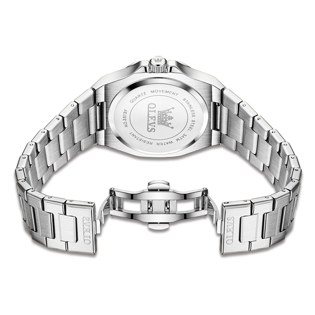 OLEVS 3613 Men's Watch with Gold Bracelet, Business Style, Gift-Ready, 3ATM Waterproof