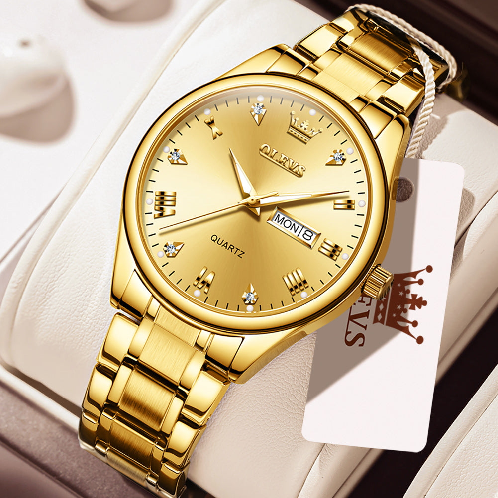 OLEVS 5563 Watches for Men Business Dress Analog Quartz Luxury Black Stainless Steel Waterproof Luminous Classic with Date Mens Wrist Watches Reloj para Hombre