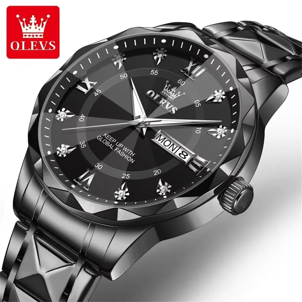 OLEVS 5609 Original Quartz Watch Fashion Calendar Waterproof Luminous Hand Stainless Steel Watch Men's Monterey Lodge