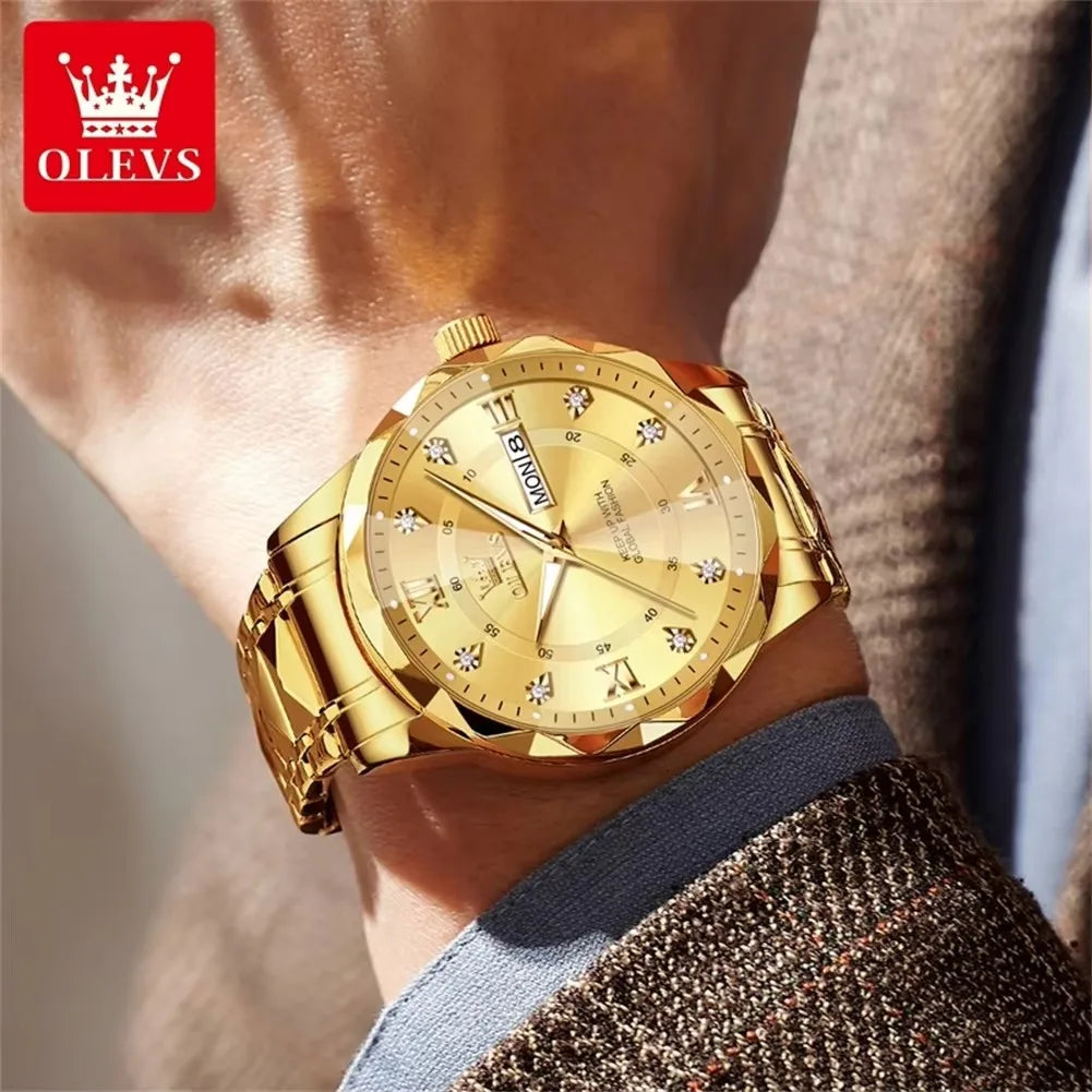 OLEVS 5609 Original Quartz Watch Fashion Calendar Waterproof Luminous Hand Stainless Steel Watch Men's Monterey Lodge