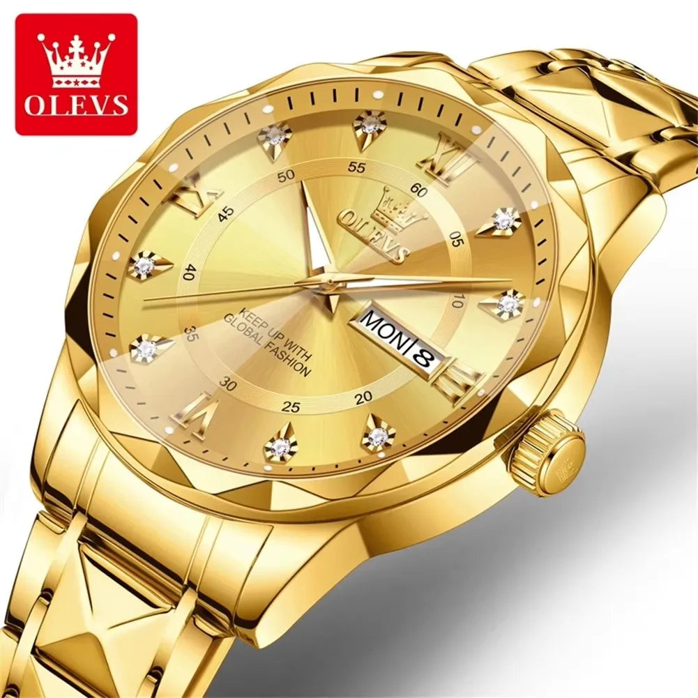 OLEVS 5609 Original Quartz Watch Fashion Calendar Waterproof Luminous Hand Stainless Steel Watch Men's Monterey Lodge