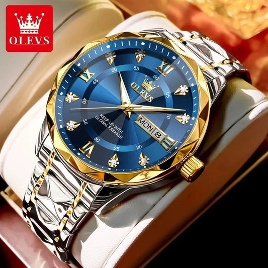 OLEVS 5609 Original Quartz Watch Fashion Calendar Waterproof Luminous Hand Stainless Steel Watch Men's Monterey Lodge