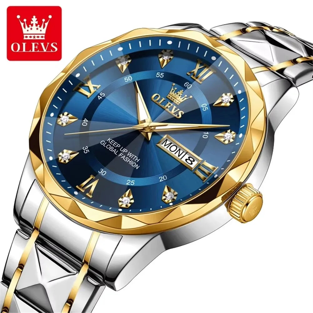 OLEVS 5609 Original Quartz Watch Fashion Calendar Waterproof Luminous Hand Stainless Steel Watch Men's Monterey Lodge