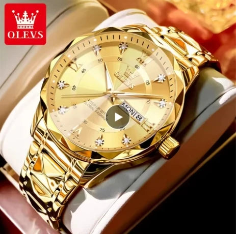 OLEVS 5609 Original Quartz Watch Fashion Calendar Waterproof Luminous Hand Stainless Steel Watch Men's Monterey Lodge