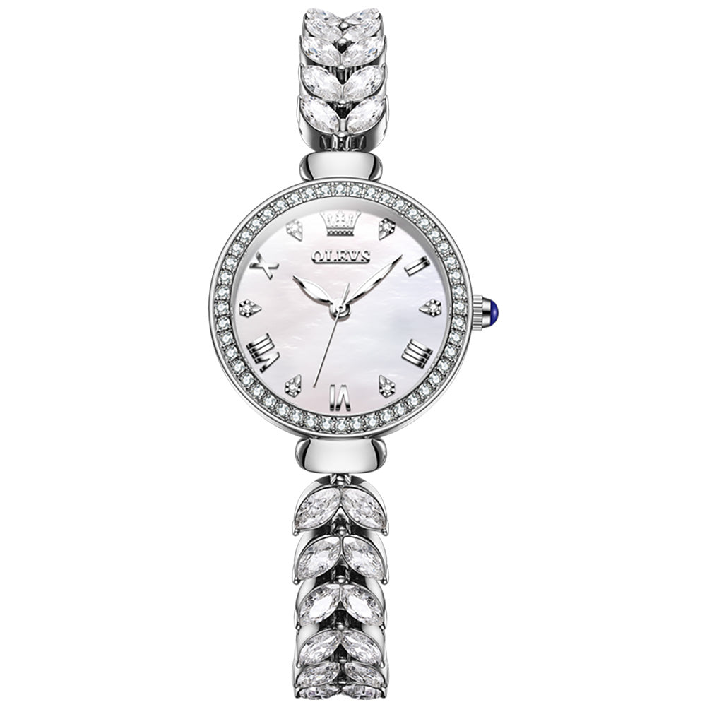OLEVS 9971 Mermaid Full Diamond Quartz Women's Watch: Waterproof, Luminous, Fully Diamond-Set, Mermaid-Themed Design.