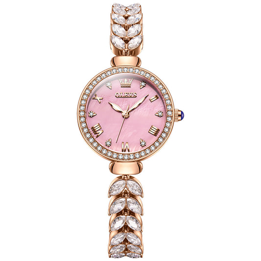 OLEVS 9971 Mermaid Full Diamond Quartz Women's Watch: Waterproof, Luminous, Fully Diamond-Set, Mermaid-Themed Design.
